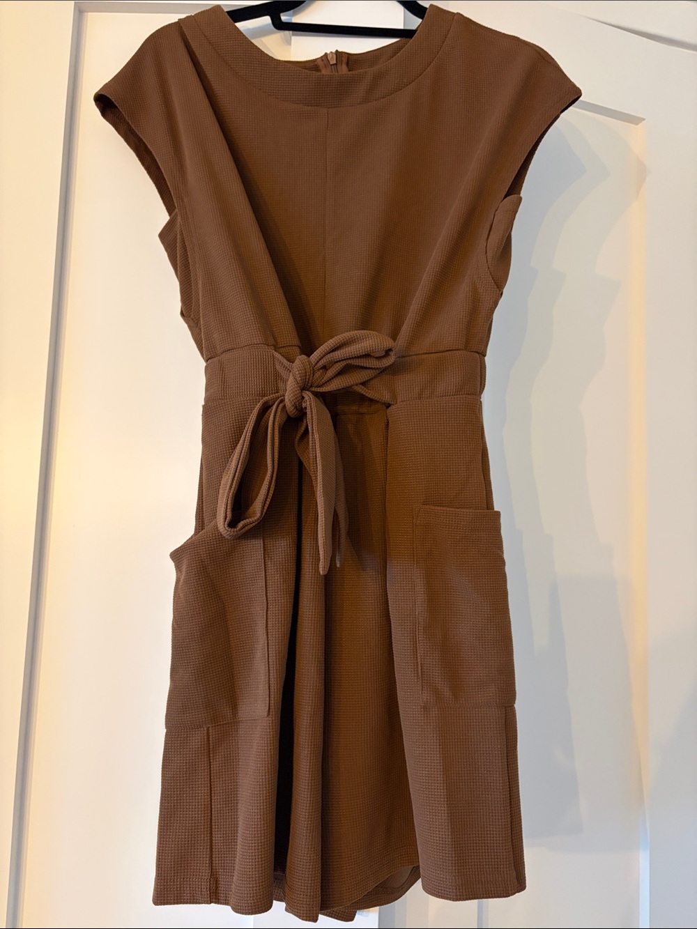 Brown Tie-Waist Women's Short Romper